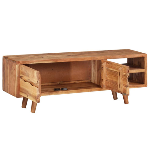 Swen Studio -  TV Cabinet Solid Acacia Wood with Carved Doors 117x30x40 cm